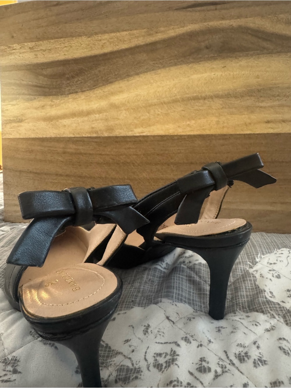 Bandolino Black Pointed-Toe Bow Slingback Pumps - Picture 3 of 5
